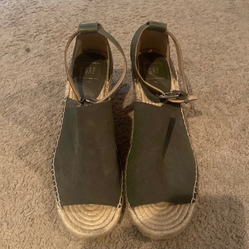 Gap size ten olive suede espadrilles.